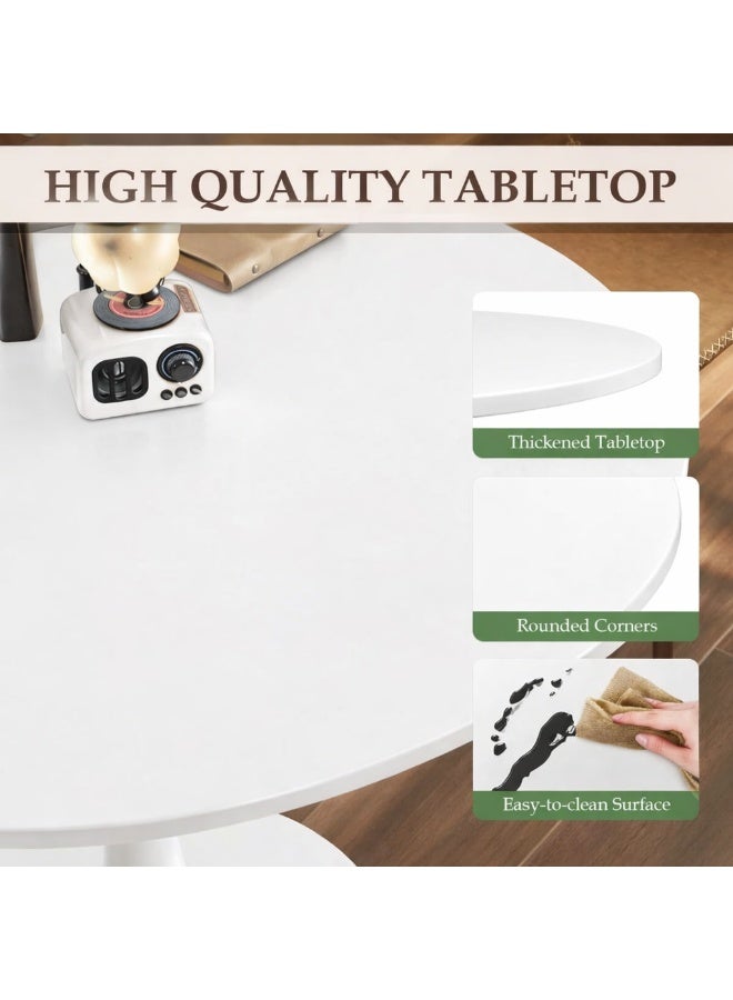 Forthcan 23.4" Tulip Dining Table, Round White Table for 2-4 People, Mid-Century Modern Style, MDF Top with Sturdy Metal Base for Dining Room, Living Room, Café - Image 4